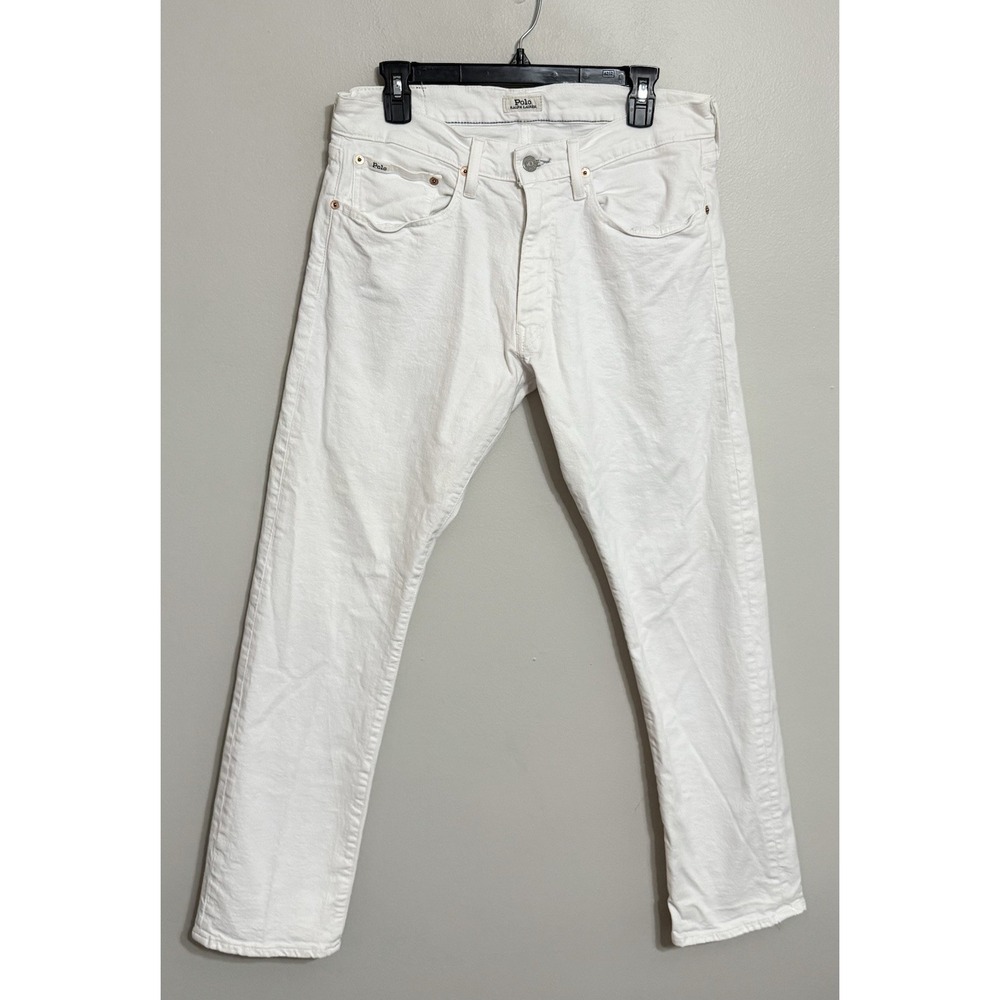 Polo Ralph Lauren Men's 32x30 Varick Slim Straight White Denim Jeans - Picture 2 of 8